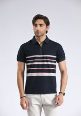 Half-Zip Striped Polo